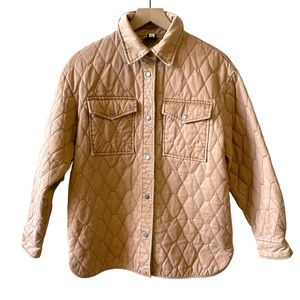 Joie Tan Quilted Chore Field Jacket Button Front Size S